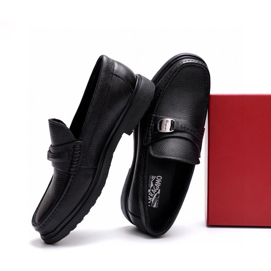 Men's shoes 💰520 💐[Ferragamo/Ferragamo] New 🐲Ferragamo* Ferragamo classic formal leather shoes! It uses imported first-layer pebbled cowhide leather upper + luxurious hardware buckle, and the inner first-layer comfortable cowhide leather lining! Original rubber outsole! Code number 38-44 (45🉑️customized)